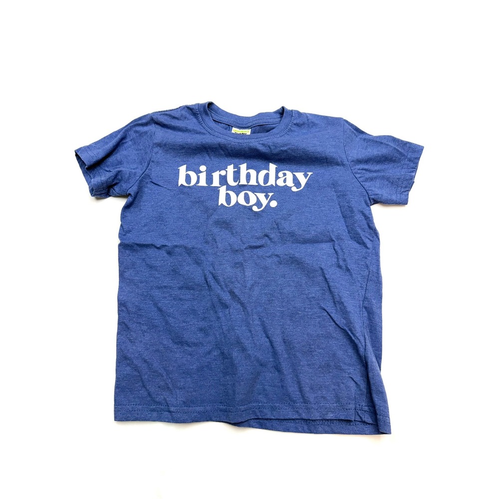 UNORDINARY Boys Size 7 Blue White Short Sleeve Birthday Boy Graphic TShirt PP14